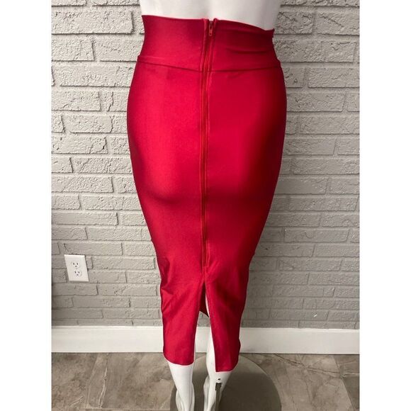 Angle Brinks Red High Waisted Fit Forming Long Skirt Size XS - Picture 2 of 7